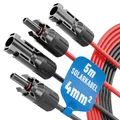 Produktbild: 2x 5 Meter Solarkabel 4mm2 H1Z2Z2-K schwarz & rot - PV Kabel 4mm2 UV-beständi...