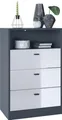 Produktbild: Vladon Kommode Pino V2, Germany, Anrichte mit 3 Schubladen & 1 offenem Fach, Anthrazit matt/Weiß Hochglanz ohne LED (56 x 86,5 x 36 cm)