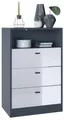 Produktbild: Vladon Kommode Pino V2 (Anrichte, mit 3 Schubladen & 1 offenem Fach), Anthrazit matt/Weiß Hochglanz (56 x 86,5 x 36 cm)