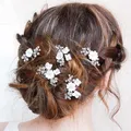 Produktbild: Edary Blume Haarschmuck Hochzeit Silber Strass Haarnadeln Braut Haarteile für Frauen und Mädchen (5 Stück)