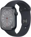 Produktbild: Apple Watch 8 GPS Midnight 45mm, Black Silicon Band, A2774, Sehr gut–Refurbished