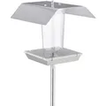 Produktbild: Relaxdays Vogelfutterhaus Edelstahl Silber mit Ständer 167 cm x 17,5 cm x 17 cm, 0,6 kg