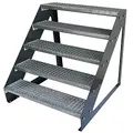 Produktbild: Kaminbau Mierzwa Premium Stahl Treppe Freistehend Verzinkt & Anthrazit Pulverbeschichtet 5 Stufen (Breite 60 cm) (Höhe 95 cm) Wetterfest Gitterroststufe Gartentreppe