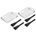 Produktbild: Edelstahl Grillpfanne 21 x 13 cm Grillschale im 2er Set mit je Schabern & Griff