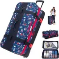 Produktbild: Trolley Koffer Damen Reisetasche Elephant Travel XXL Trolly 120 Liter Trolly Rolltasche groß Gepäck Reise Tasche XXL 13026 Blue Flower Blau - Blau