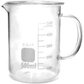 Produktbild: Messbecher Borosilikatglas 500ml Griff Labormessbecher Kochbecher Chemie
