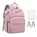 Produktbild: Viedouce Baby Wickelrucksack Wickeltasche Babytasche,Wasserdicht Oxford Große Kapazität für ausgehen,Multifunktional zum Rucksack mit 1 Stück Wickelauflage und 2 Kinderwagengurten (Rosa)
