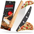Produktbild: Villkin Pizzamesser – Wiegemesser mit 32cm Edelstahlklinge | Holzgriff