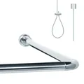 Produktbild: Libaro Duschvorhangstange L & U Form – rostfreie Aluminium Eckduschstange für Badewanne & Dusche – inkl. 1,50 m Deckenhalterung kürzbar – stabile Winkelduschstange zur Deckenmontage
