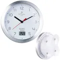 Produktbild: St. Leonhard Badezimmer-Wanduhr mit LCD-Thermometer und Aluminium-Rahmen, IPX4