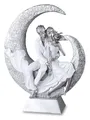 Produktbild: formano Moderne und Exklusive Skulptur Liebespaar auf dem Mond aus Keramik weiß/Silber Höhe 40 cm