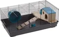 Produktbild: Hamsterkäfig Flamingo Jang - Schwarz/Grau, Komplett ausgestattet, 58 x 31,5 x 22,5 cm, Ideal für Hamster und Mäuse