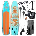 Produktbild: BRAST® SUP Board Family | Aufblasbares Stand up Paddle Set XXL | 370x87x15cm bis 210kg | 7 Designs | inkl. Zubehör 2X Kajak-Sitz 2X Fußschlaufe 2X Paddel Pumpe Rucksack | Summer