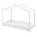 Produktbild: roba Hausbett 70 x 140 cm - Bodenbett für Kinder nach Montessori Prinzip - Erweiterbar durch Lattenrost, Matratze und Hausbettbezug - Holz weiß lackiert