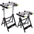 Produktbild: 2x Werkbank Premium Alu Klappbar Höhenverstellbar 7 Stufen Werktisch Schnellspanner, Bis 90° Neigbar