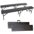 Produktbild: Klappbank im 2er Set schwarz, mobile Sitzbank 180x25cm, klappbare Bierbank für 4 Personen