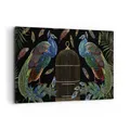 Produktbild: Wandbilder 120x80cm Leinwandbild Pfauen Gold Käfig Groß XXL Bilder Art Wanddeko