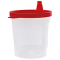 Produktbild: 500 x Urinprobenbecher 125 ml | Mit rotem Schnappdeckel | Graduiert & auslaufsicher | Aufgerautes Schriftfeld | Gefriertauglich & unsteril | Aus stabilem Polypropylen