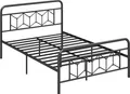 Produktbild: COSTWAY Doppelbett Metallgestell, Nur Bettgestell für 200x140 cm Matratze, Metallbett Bettgestell mit Kopfteil & Stummschaltleiste, Gästebett schwarz