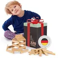Produktbild: Laleni Holzbausteine Natur 220 Stück aus 100% unbehandelter Kiefer - Bausteine Holz - Holzklötze für Kinder - Holzklötzchen zum Spielen mit Box - Holzspielzeug - Bauklötze Holz - Holzstäbe zum Basteln