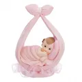 Produktbild: Tortenfigur Baby 11cm - Mädchen im Tragetuch - Tortenaufsatz zur Geburt Taufe Babyparty -PartyDeco - Kuchendekoration, DF2D - Hellrosa