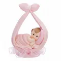 Produktbild: partydeco Tortenstecker, Tortenfigur Baby 11cm Mädchen im Tragetuch Hellrosa