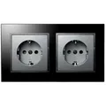 Produktbild: MC POWER Flair Wand-Steckdosen-Set Beginner 2S-Style 3-teilig anthrazit/schwarz Glasrahmen | Modernes Design, einfache Installation