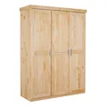 Produktbild: Inter Link Kleiderschrank Hakon 3 Türen aus Kiefer Massivholz - versch. Ausführungen - Natur