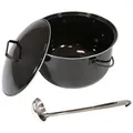 Produktbild: Lemodo Grilltopf Gulaschkessel für Schwenkgrill, 14 Liter, Emaille (3-tlg), mit Schöpflöffel schwarz
