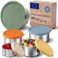 Produktbild: Everusely - Edelstahlbehälter mit Deckel - 5er-Set, Muted Collection - Auslaufsichere Edelstahl-Lebensmittelbehälter - Verschachtelbare Snackbehälter- Metall-Lunchbox