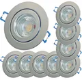 Produktbild: 9 Stück 5W=50W Chrom LED Bad Einbauleuchten 230Volt Gu10 -  IP44 Innen & Aussen