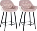Produktbild: CLP 2er Set Barhocker Gibson Tresenstuhl gepolstert mit Fußstütze,pink Samt