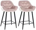 Produktbild: CLP 2er Set Barhocker Gibson - Tresenstuhl Mit Fußstütze - 2 x Tresenhocker Gepolstert, Farbe:pink, Material:Samt