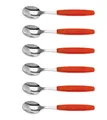 Produktbild: 6er Set Giesser Messer Besteck Teelöffel Kaffeelöffel Löffel klein Rostfreier Stahl, Ergonomischer Griff, Spülmaschinenfest - Made in Germany - Rot