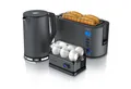 Produktbild: Arendo Frühstücks-Set (3-tlg), Wasserkocher 1,5l, 4-Scheiben Toaster, 6er Eierkocher, Cool Grey