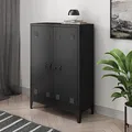 Produktbild: [en.casa] Metallschrank Oripää Wohnzimmerschrank 110 x 75 x 33 cm Aktenschrank Werkstattschrank mit 2 Türen und 2 höhenverstellbaren Ablagen Schwarz