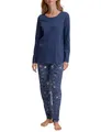 Produktbild: CALIDA Flower Nights Pyjama, lang Damen, aus 100% Bio Baumwolle, atmungsaktiv, pflegeleicht, elastischer Hosenbund