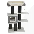 Produktbild: nanook Kratzbaum Katzenkratzbaum für Katzen - Katzenhöhle - Schwarze Sisalstämme - kuschlieger XL Schlafplatz - 119 x 77 x 42 cm - grau beige
