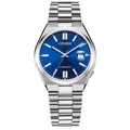 Produktbild: Citizen Herrenuhr Automatik Silberfarben/Blau mit Edelstahl Gliederband NJ0150-8