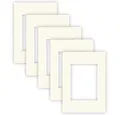 Produktbild: nielsen Conservation Passepartout Karton 1,5 mm | 5er Set | Außenformat 21x29,7 cm (DIN A4) für Bildformat 13x18 cm | Elfenbeinweiß (creme weiß) | glatte Oberfläche