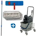 Produktbild: ReinigungsBerater Reinigungswagen im Set 27 L Komplettset mit Korb, Kunststoffklapphalter 40 cm, Stiel und 2x Möppe 51301035, 37MH40,