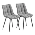 Produktbild: WOLTU Esszimmerstühle 2er Set, für Wohnzimmer Küche Esszimmer, Küchenstühle gepolstert mit Rückenlehne, Sitzfläche aus Samt, mit Metallbeinen, bis 150 kg belastbar,Hellgrau
