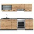 Produktbild: Vicco Küchenzeile Raul, Goldkraft Eiche/Anthrazit/Anthrazit, 240 cm, AP Schwarz gemu... goldfarben 240 cm x 81.6 cm x 60 cm