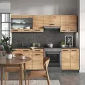Produktbild: Vicco - Küchenzeile Raul, Goldkraft Eiche/anthrazit, 240 Cm , Ap Schwarz Gemustert