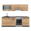 Produktbild: Vicco Küchenzeile Raul, Goldkraft Eiche/Anthrazit, 240 cm, AP Schwarz Gemustert, mit modularen Elementen flexibel kombinierbar