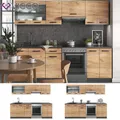 Produktbild: Küchenzeile Küchenblock Einbauküche Raul Anthrazit Eiche 240 cm modern Vicco