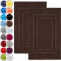 Produktbild: NatureMark Badematte 2er-Set Badvorleger 50x80cm, strapazierfähig, Baumwolle, rechteckig, Badematte 2-tlg., Duschmatte Duschvorleger, Premium Qualität, 50x80cm, Schoko braun