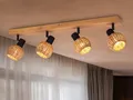 Produktbild: Deckenstrahler innen 4 flammig mit Holz und Lampenschirmen aus Rattan, B: 70cm