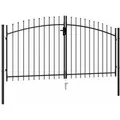 Produktbild: vidaXL Zauntor Doppelflügel mit Speerspitzen Stahl 3 x 1,5 m Schwarz 146028