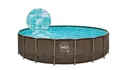 Produktbild: Frame-Pool Rattanoptik rund 549 x 132 cm Swimmingpool Quick-Up-Pool Rundpool